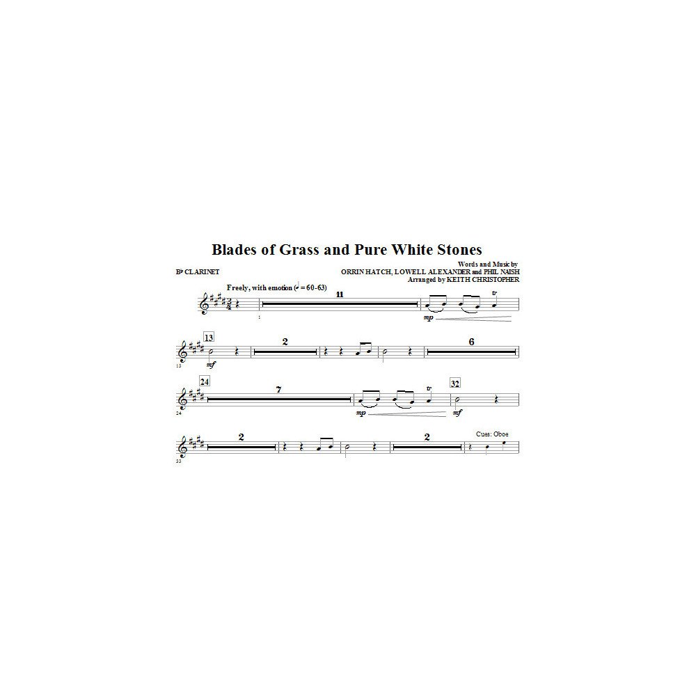 Blades Of Grass And Pure White Stones - Bb Clarinet