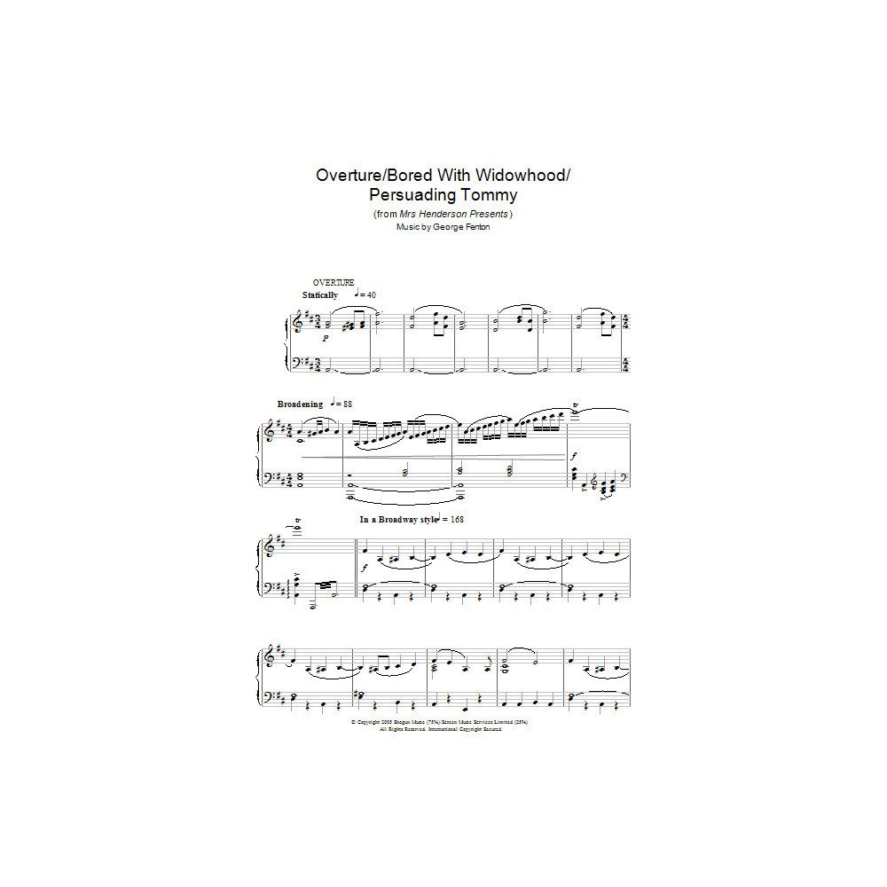 Overture/Bored With Widowhood/Persuading Tommy (from Mrs Henderson Presents)