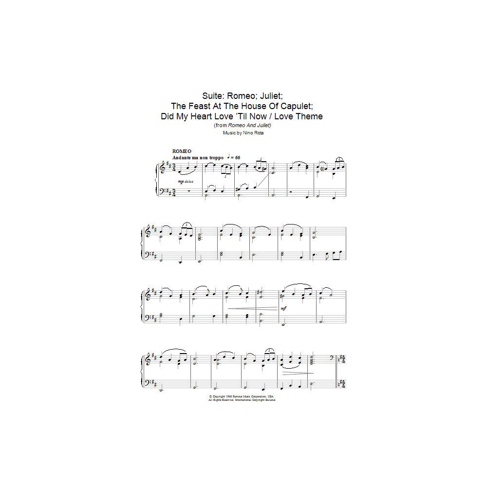 Suite: Romeo Juliet The Feast At The House Of Capulet Did My Heart Love 'Til Now / Love Theme