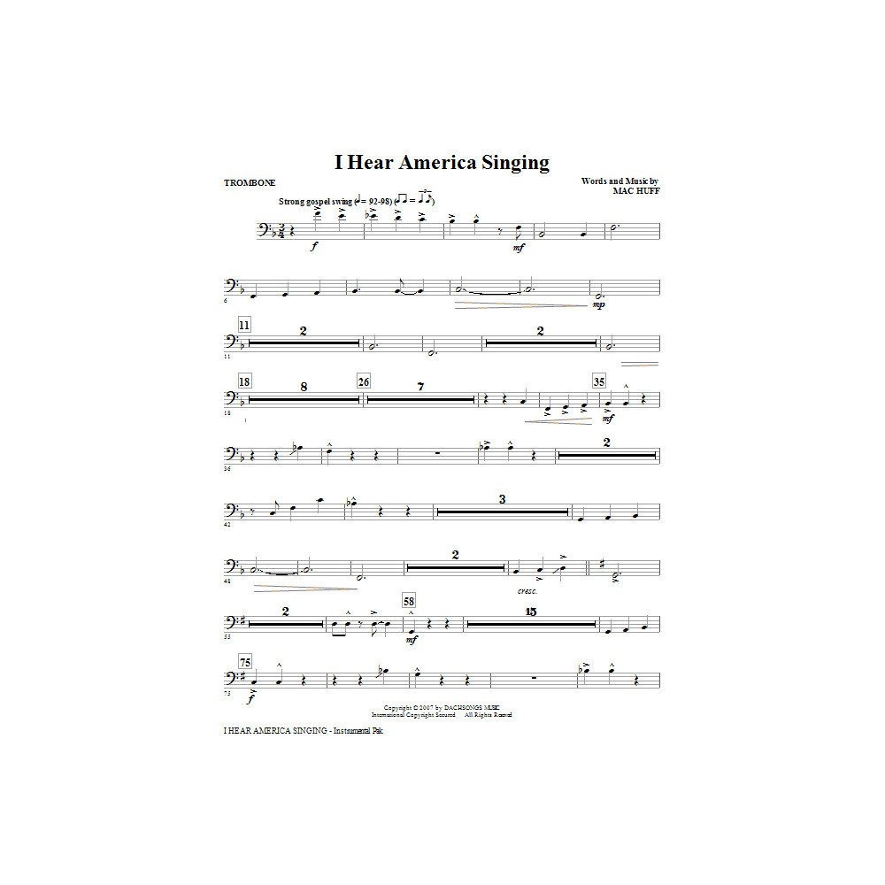 I Hear America Singing - Trombone