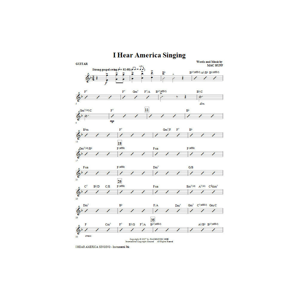 I Hear America Singing - Guitar