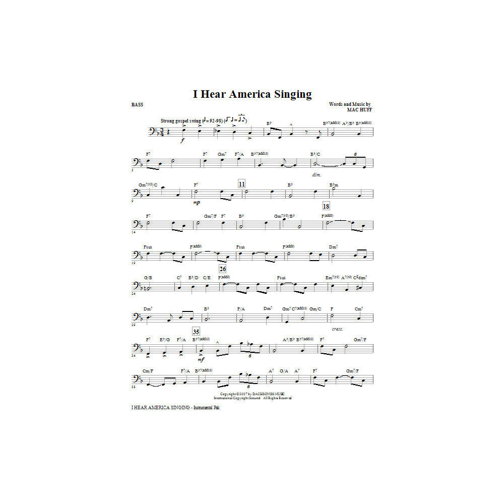 I Hear America Singing - Bass