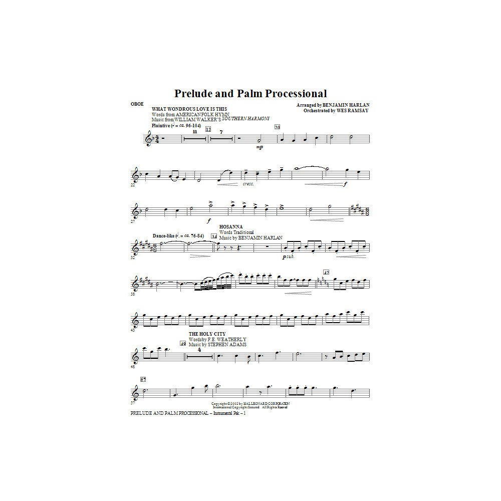 Ouvertüre Und Palmprozession - Oboe