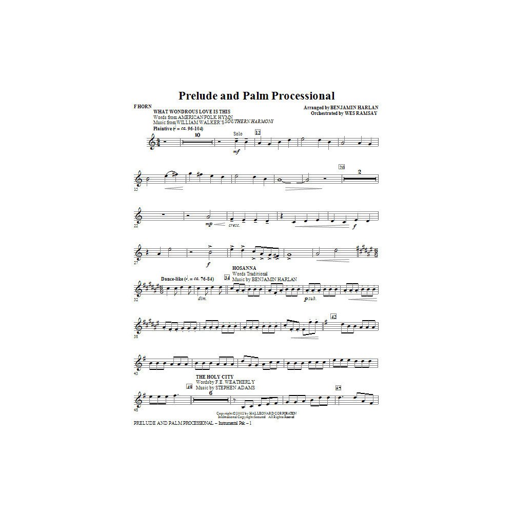Ouvertüre und Palmenprozession – Für Horn