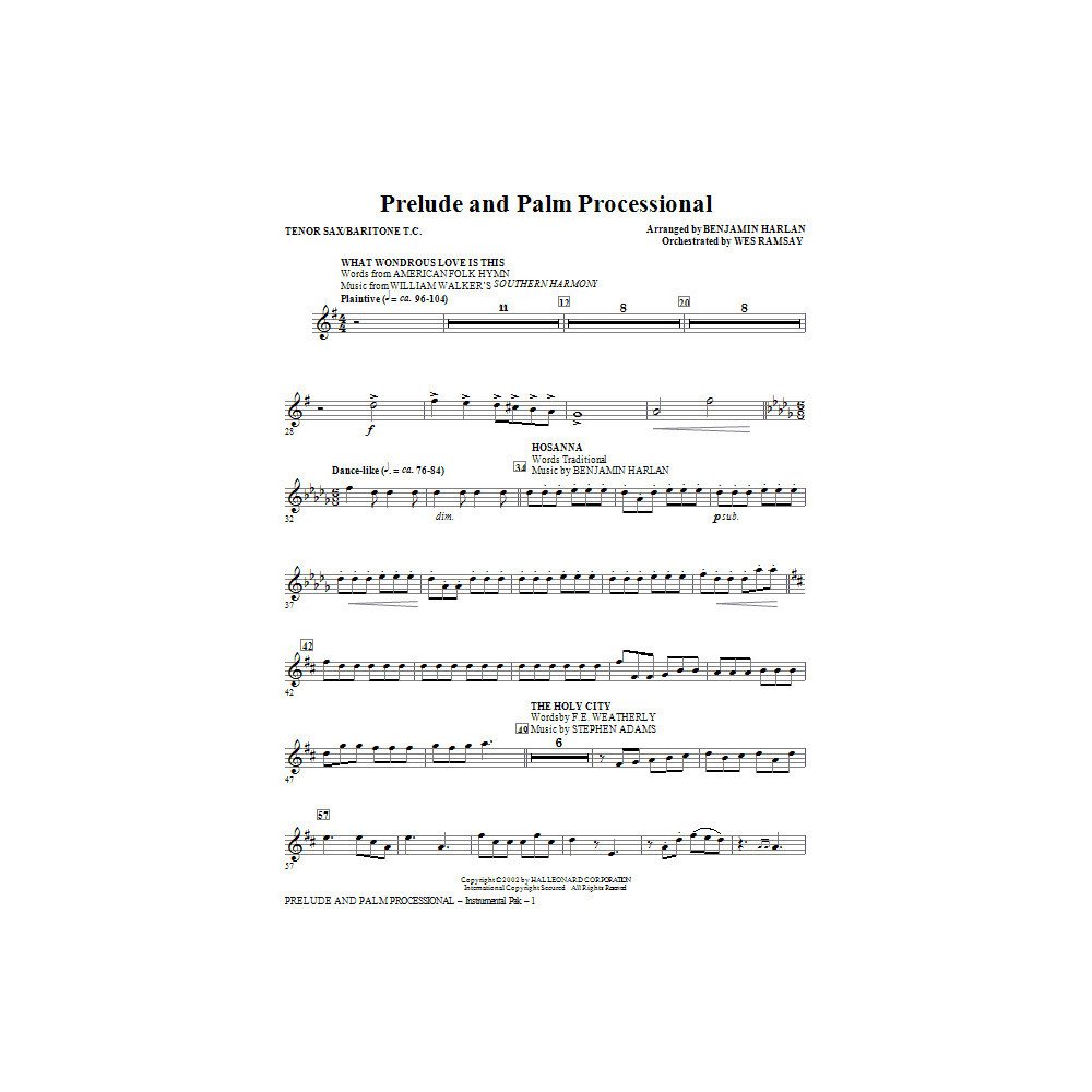 Prelude And Palm Processional - Tenor Sax/Baritone T.C.