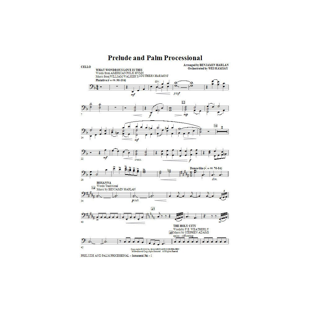 Prelude And Palm Processional - Cello