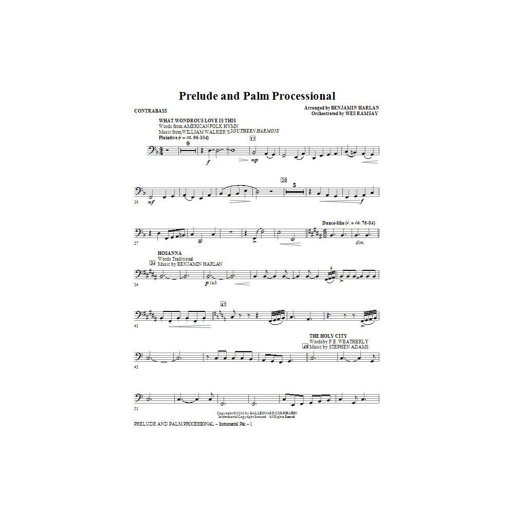 Prelude And Palm Processional - Contrabass