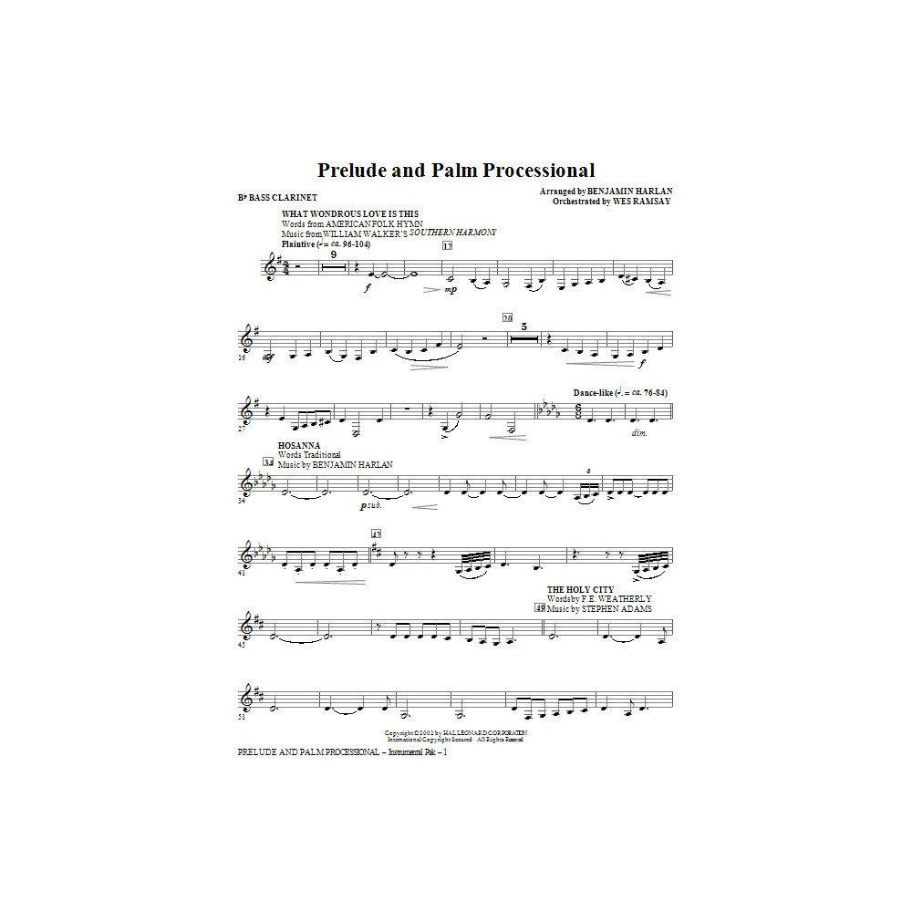 Prelude And Palm Processional - Bb Bass Clarinet