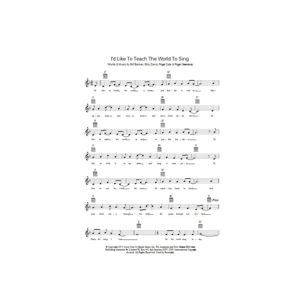 I'd Like To Teach The World To Sing