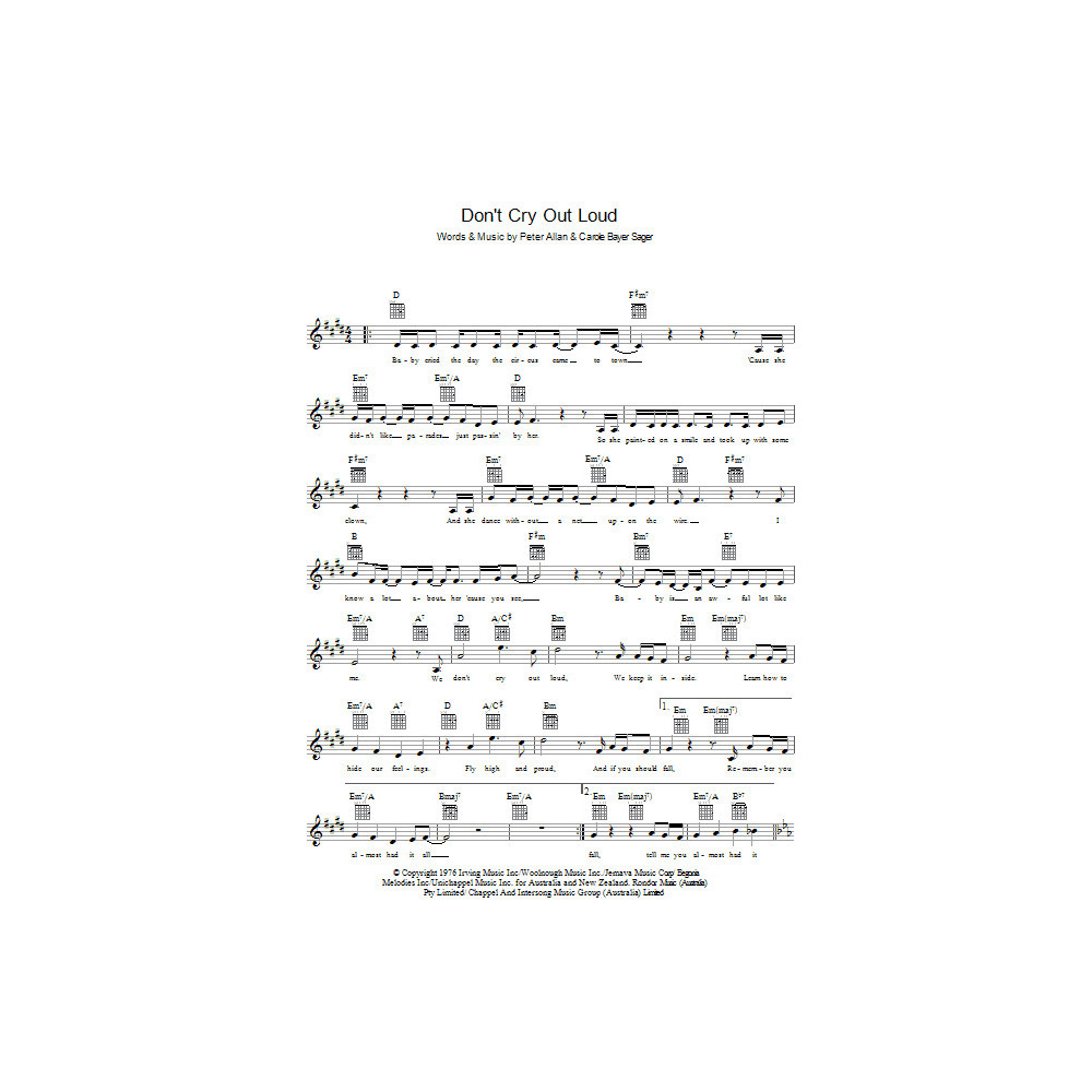 Don't Cry Out Loud (We Don't Cry Out Loud) (from The Boy From Oz)