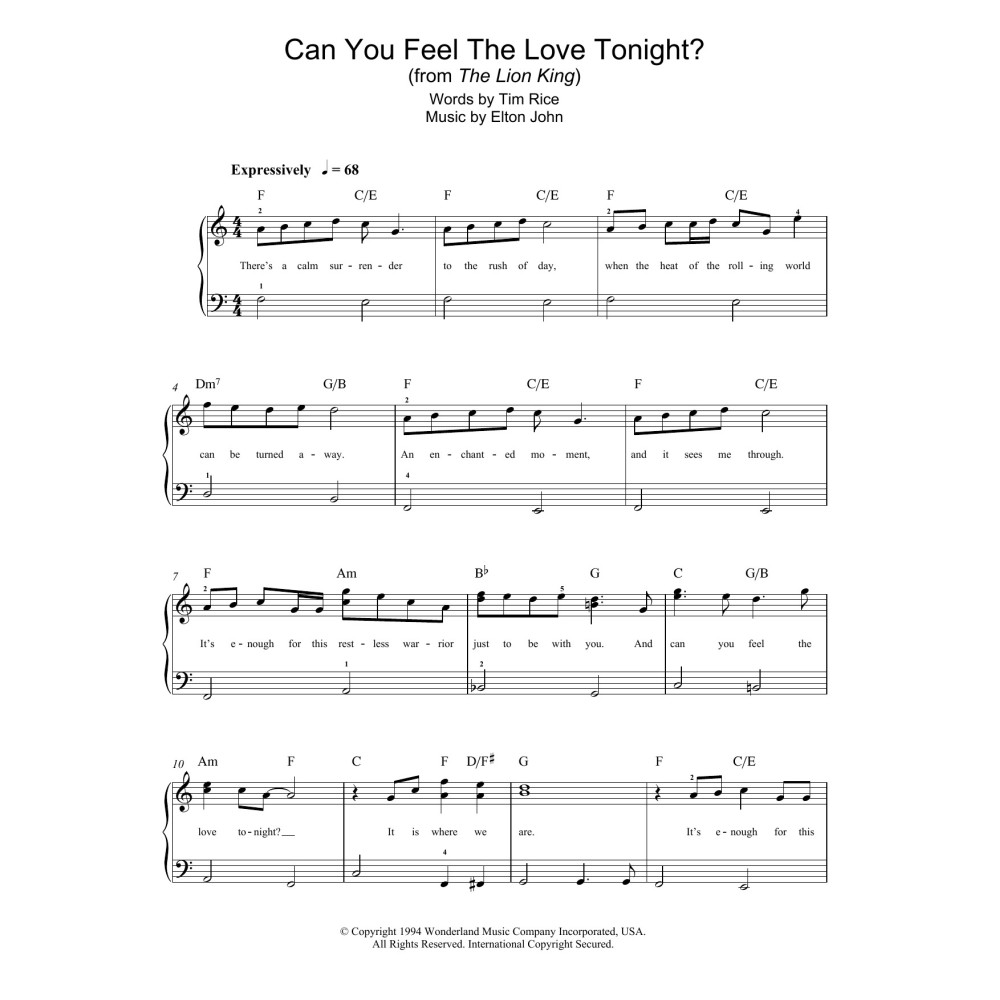 Can You Feel The Love Tonight (from The Lion King)