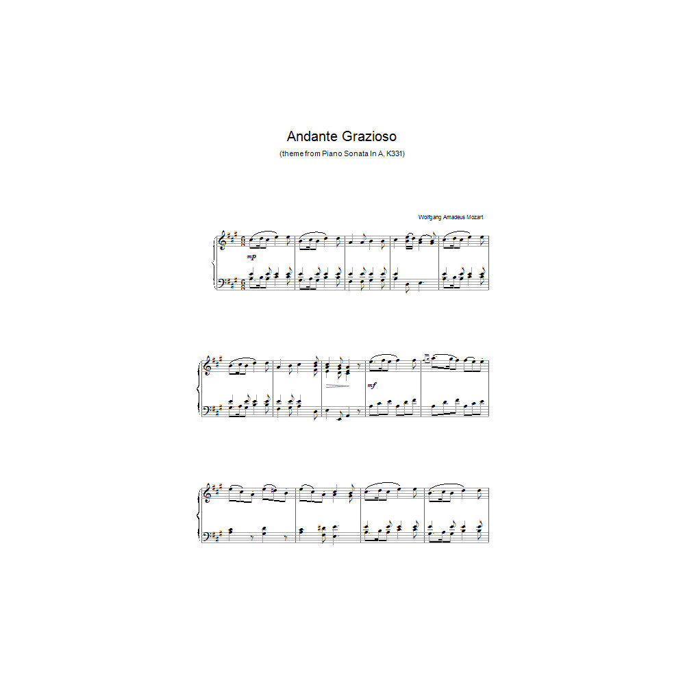 Andante Grazioso (theme from Piano Sonata In A, K331)