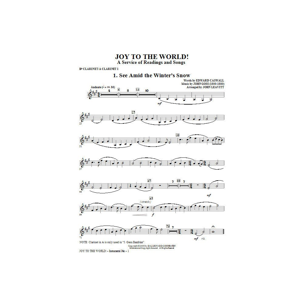 Joy To The World - Clarinet 1