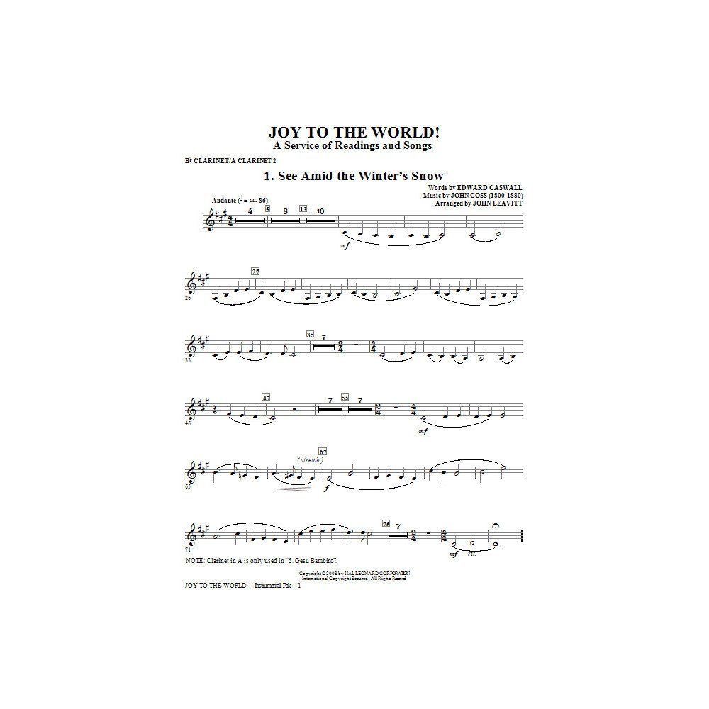 Joy To The World - Clarinet 2
