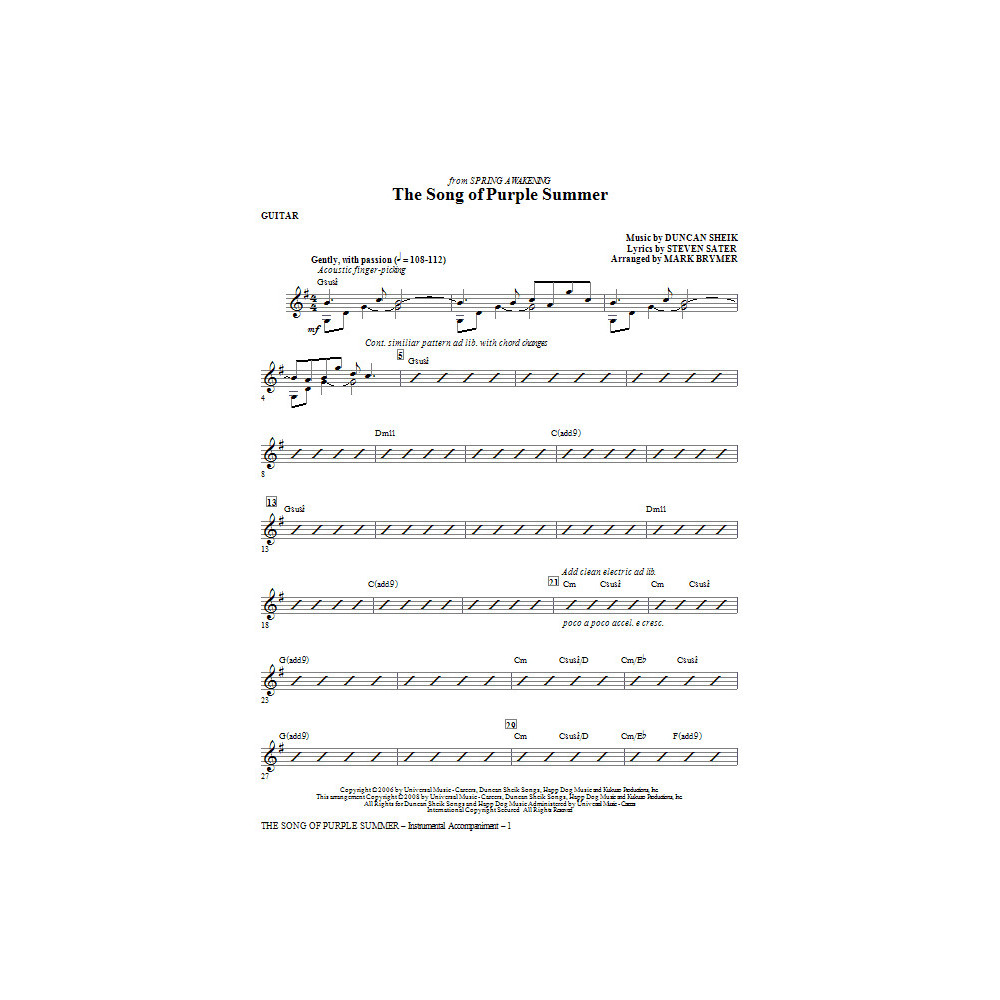 The Song Of Purple Summer - Guitar
