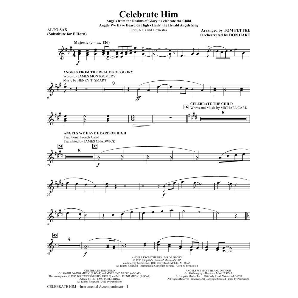 Celebrate Him (Medley) - Alto Sax 1, 2, 3 (sub. Horn)