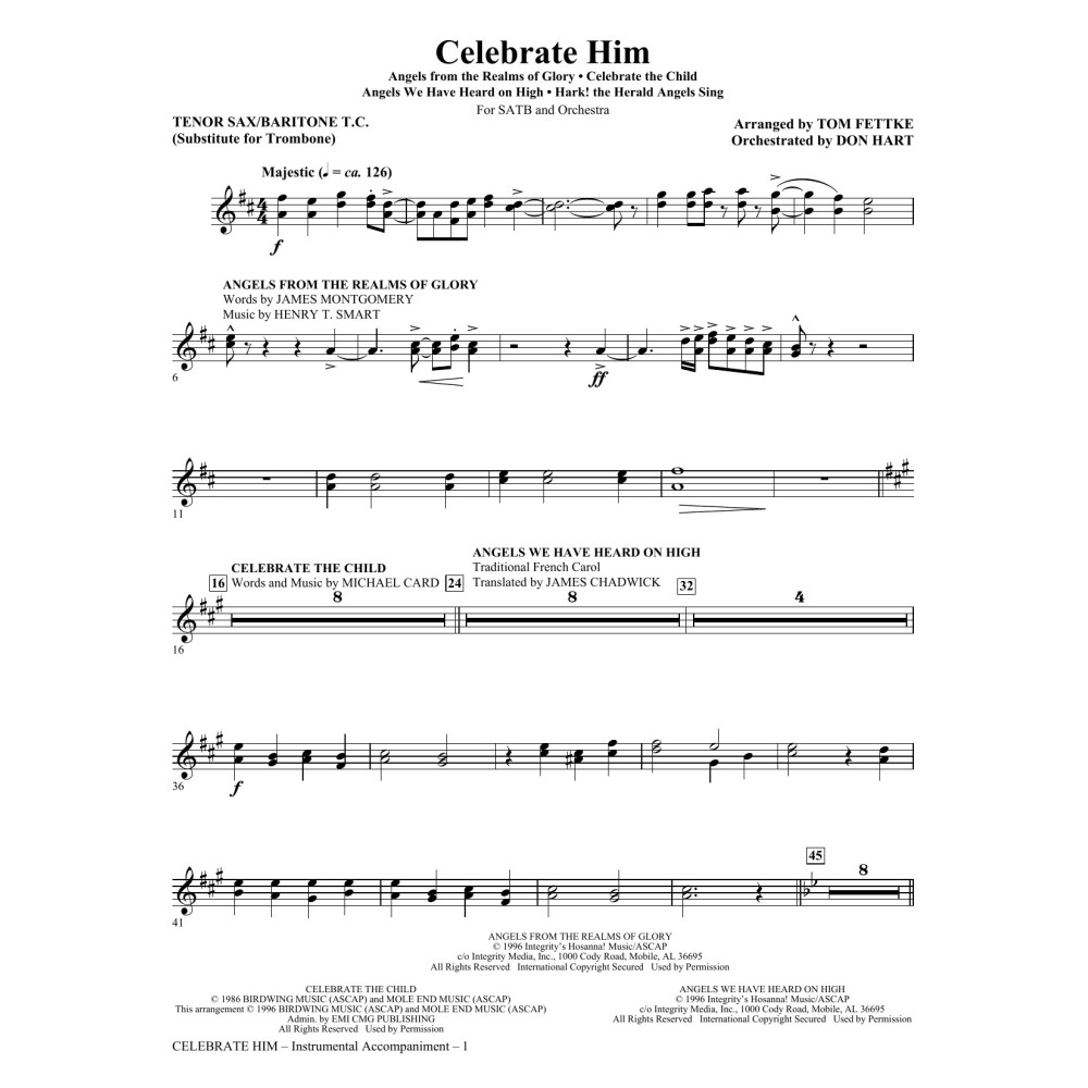Celebrate Him (Medley) - Tenor Sax 1,2/Baritone TC 1,2