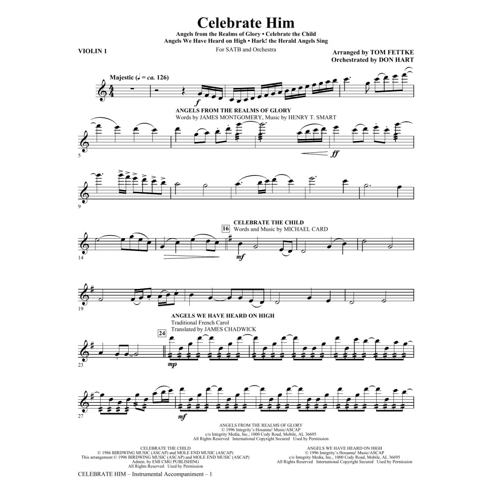 Celebrate Him (Medley) - Violin 1
