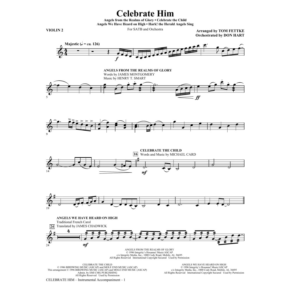 Celebrate Him (Medley) - Violin 2