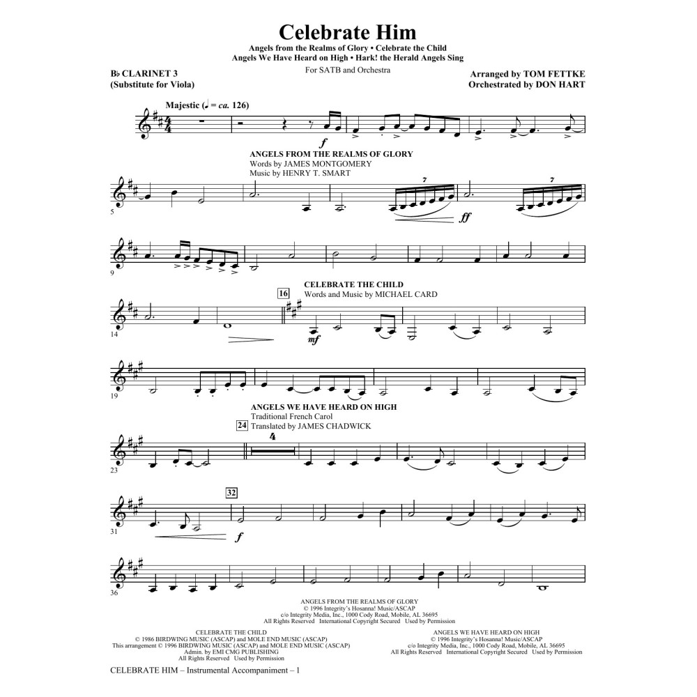 Celebrate Him (Medley) - Clarinet 3 (Sub. Viola)