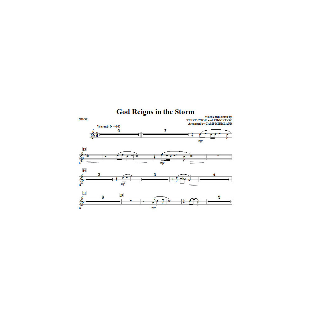 God Reigns In The Storm - Oboe