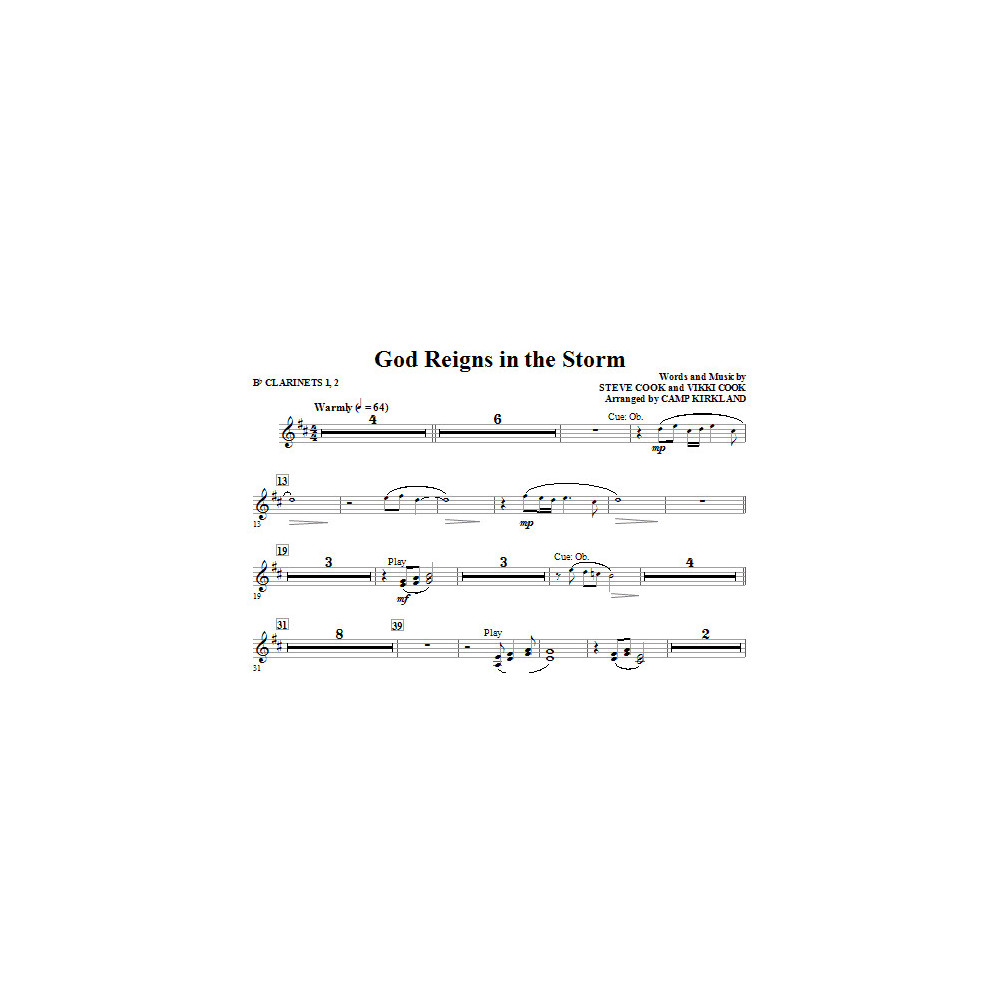 God Reigns In The Storm - Bb Clarinet 1 & 2