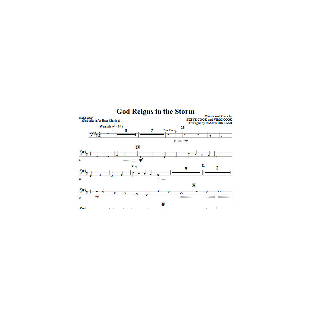 God Reigns In The Storm - Bassoon (sub. Bass Clarinet)