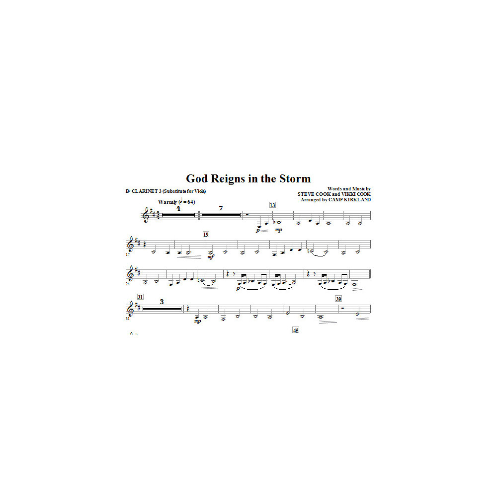 God Reigns In The Storm - Clarinet 3 (Sub. Viola)