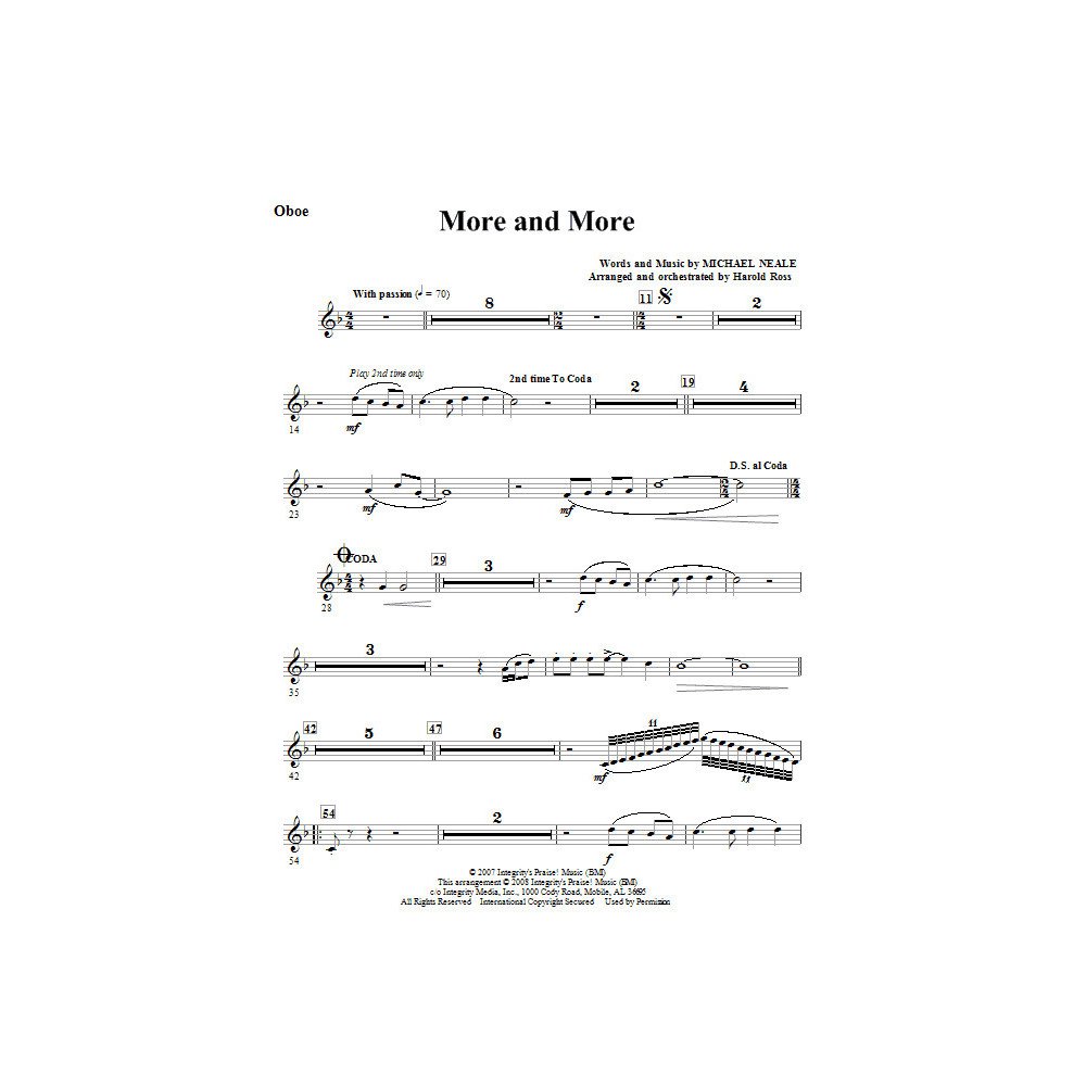 More And More - Oboe