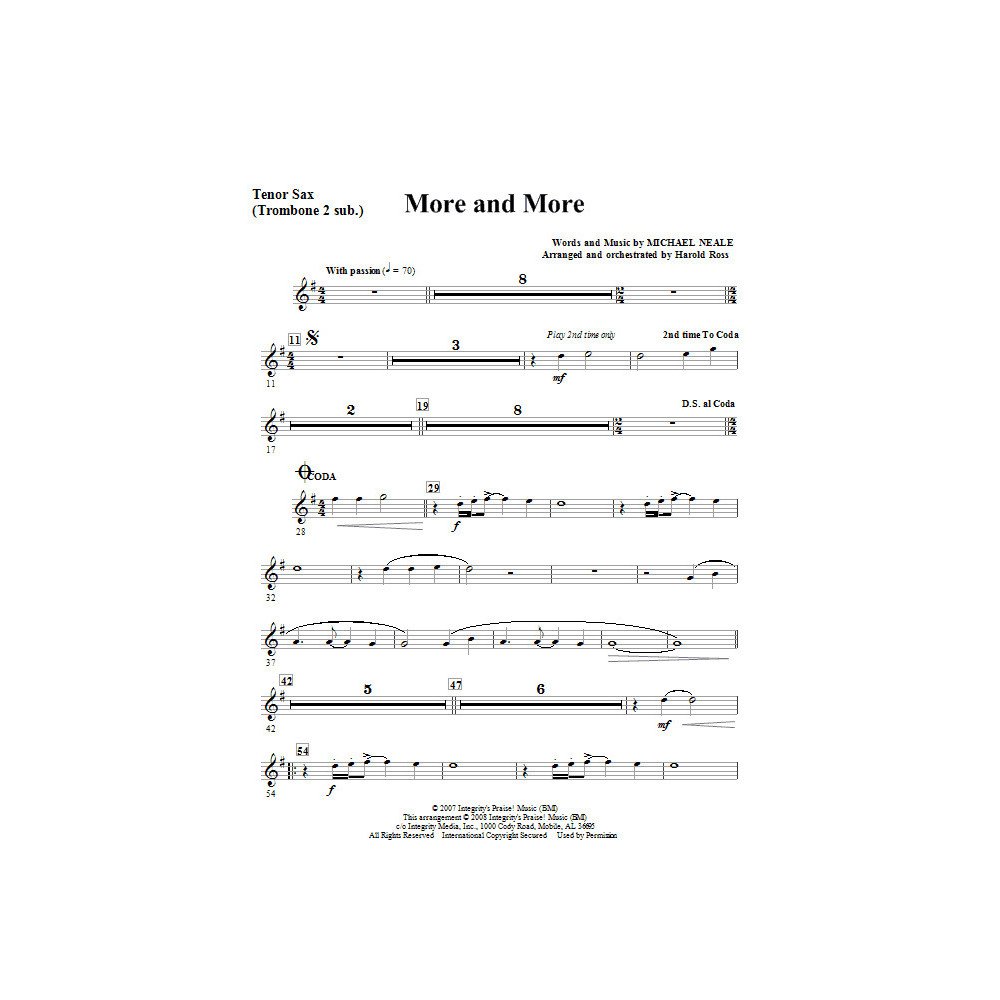 Mehr Und Mehr - Tenor Sax (Trombone 2 sub)