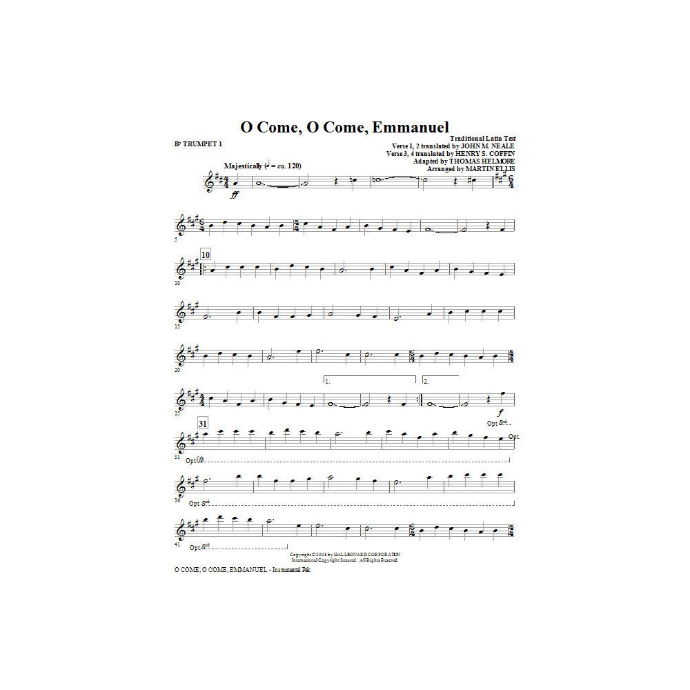O Come, O Come, Emmanuel - Bb Trumpet 1