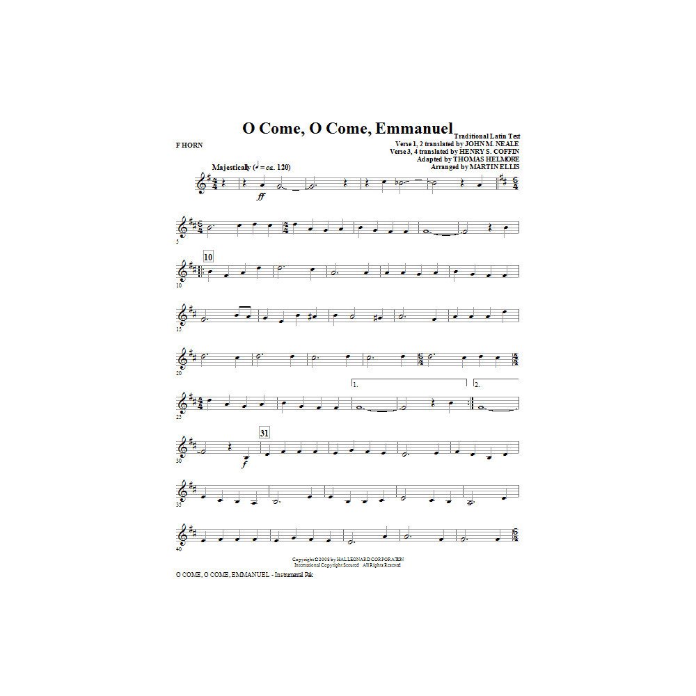 O Come, O Come, Emmanuel - F Horn