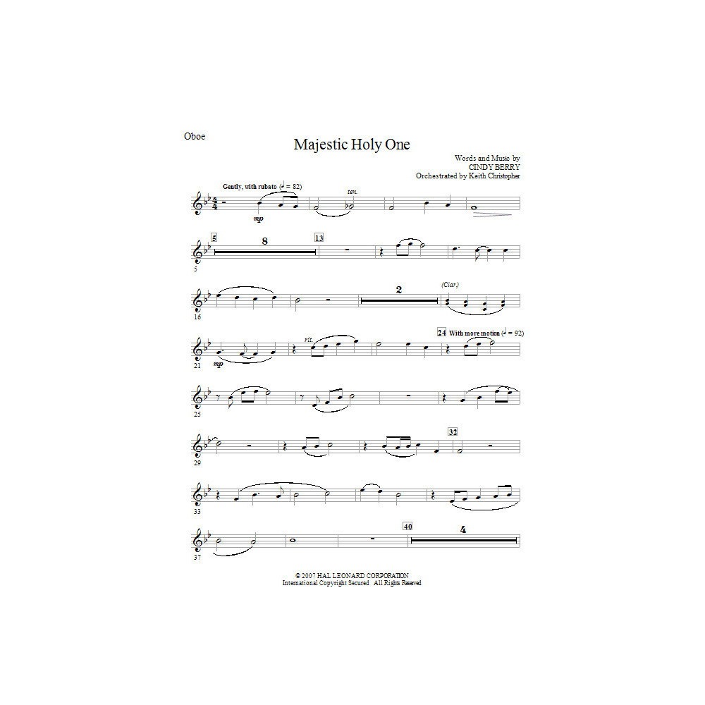 Majestic Holy One - Oboe