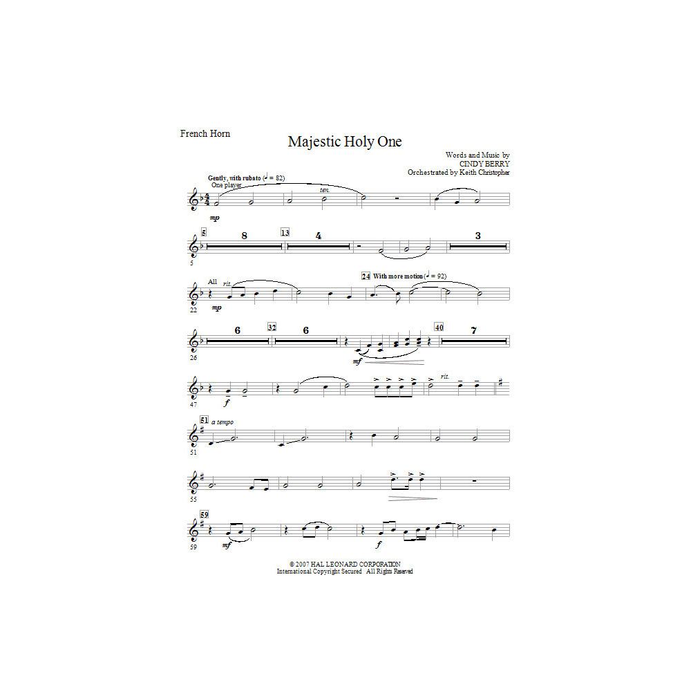 Majestic Holy One - F Horn 1,2