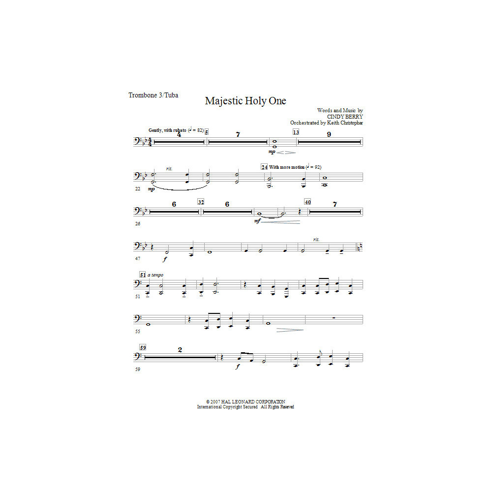 Majestic Holy One - Trombone 3/Tuba