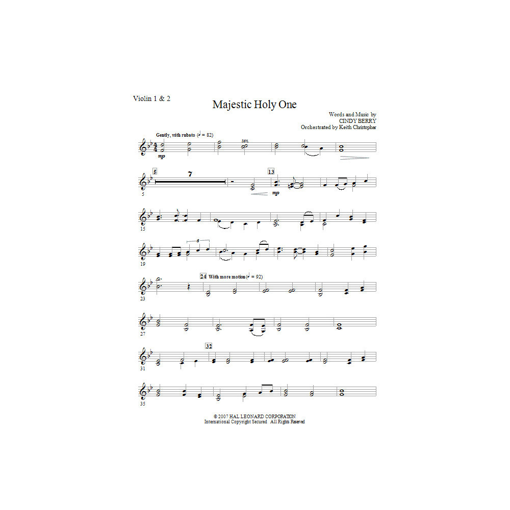Majestic Holy One - Violin 1, 2