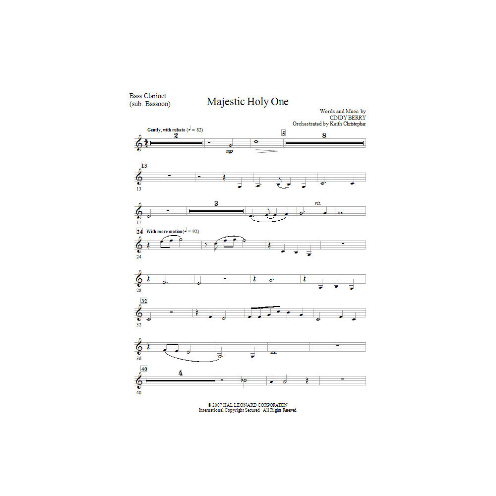 Majestic Holy One - Bass Clarinet (Tuba sub)