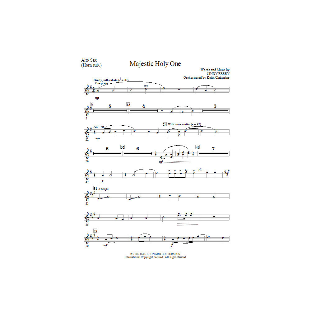 Majestic Holy One - Alto Sax (Horn sub)