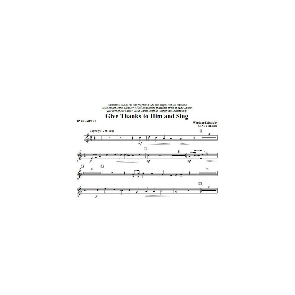 Give Thanks To Him And Sing - Bb Trumpet 2