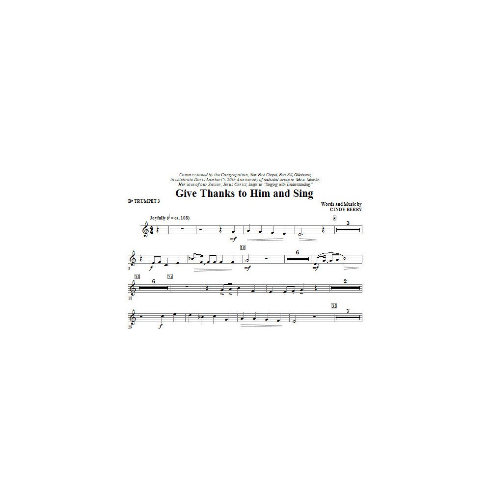 Give Thanks To Him And Sing - Bb Trumpet 3