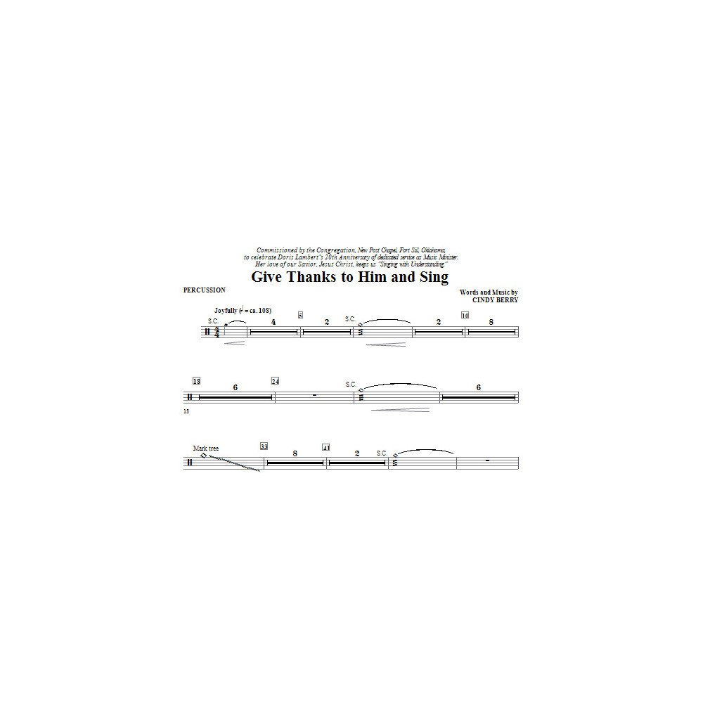 Give Thanks To Him And Sing - Percussion