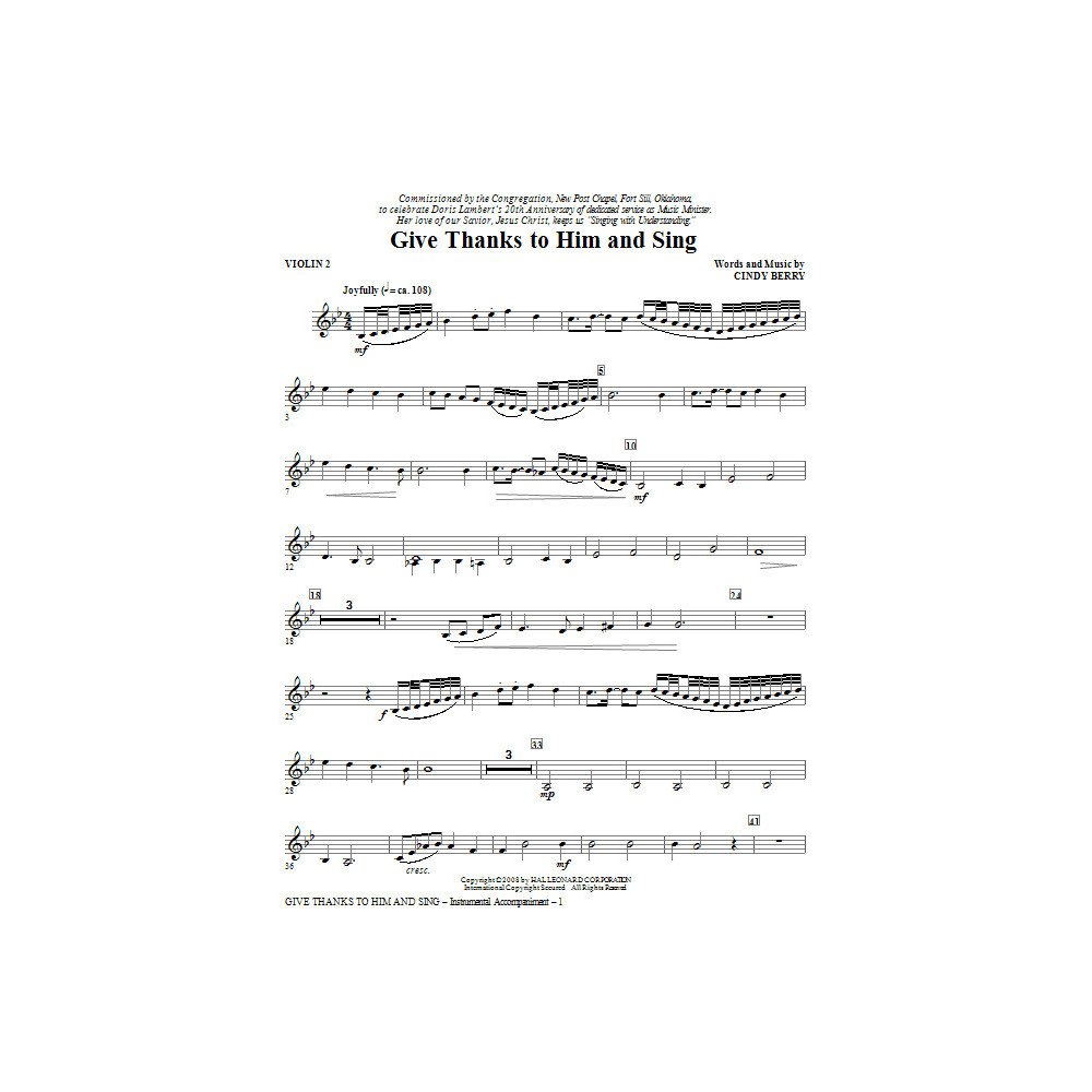 Ihm danken und singen – Violine 2