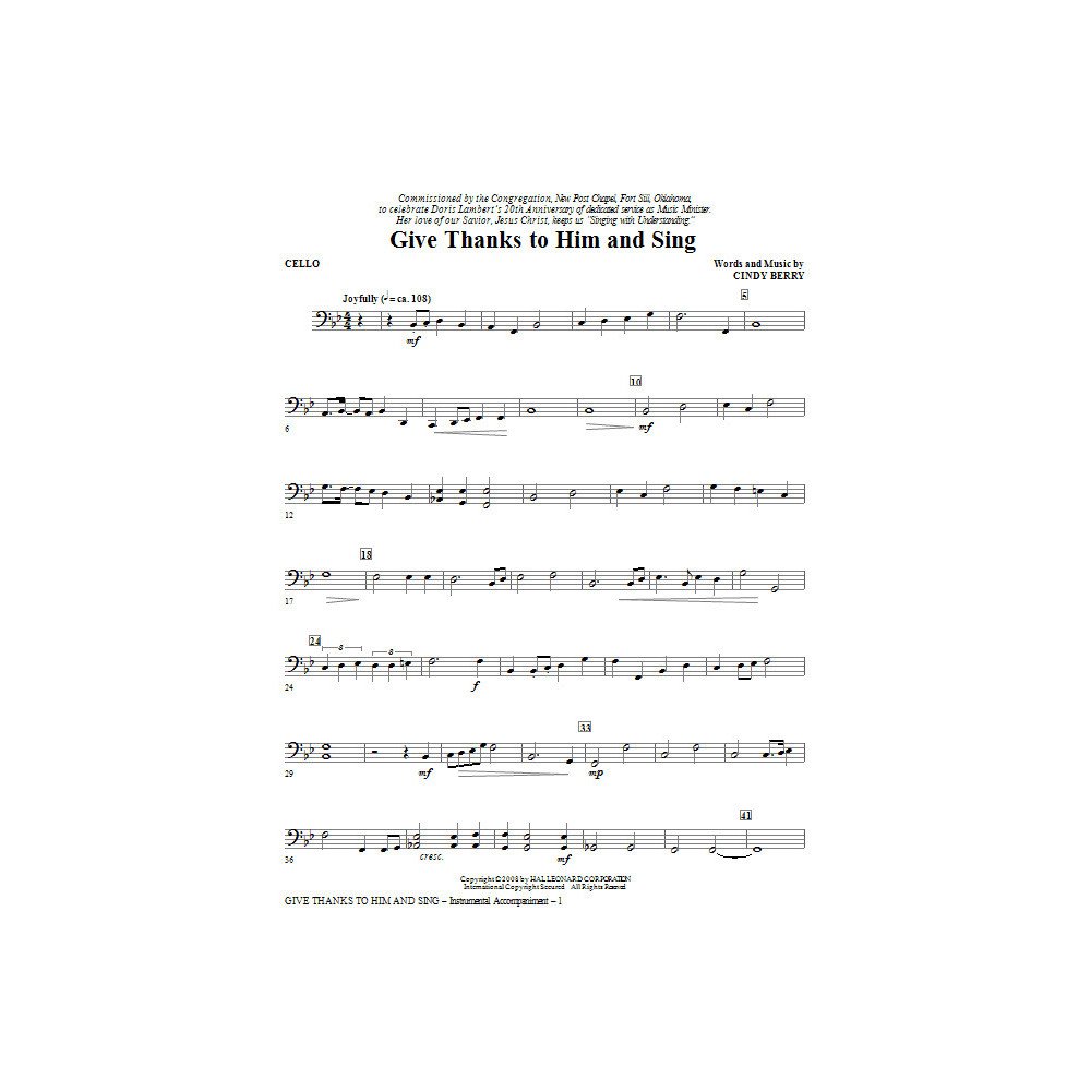Dankt ihm und singe - Cello