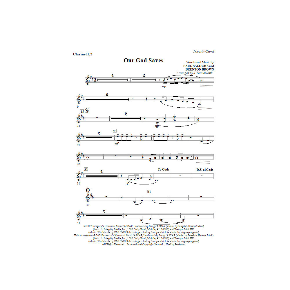 Our God Saves - Bb Clarinet 1 & 2