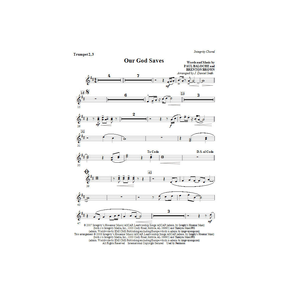 Our God Saves - Bb Trumpet 2,3