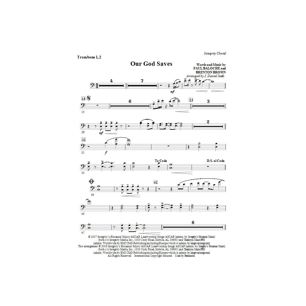 Our God Saves - Trombone 1 & 2