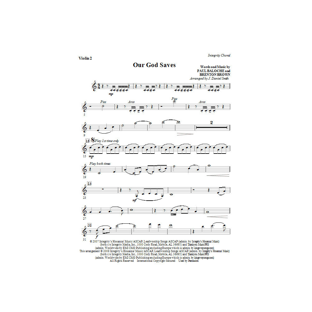 Our God Saves - Violin 2
