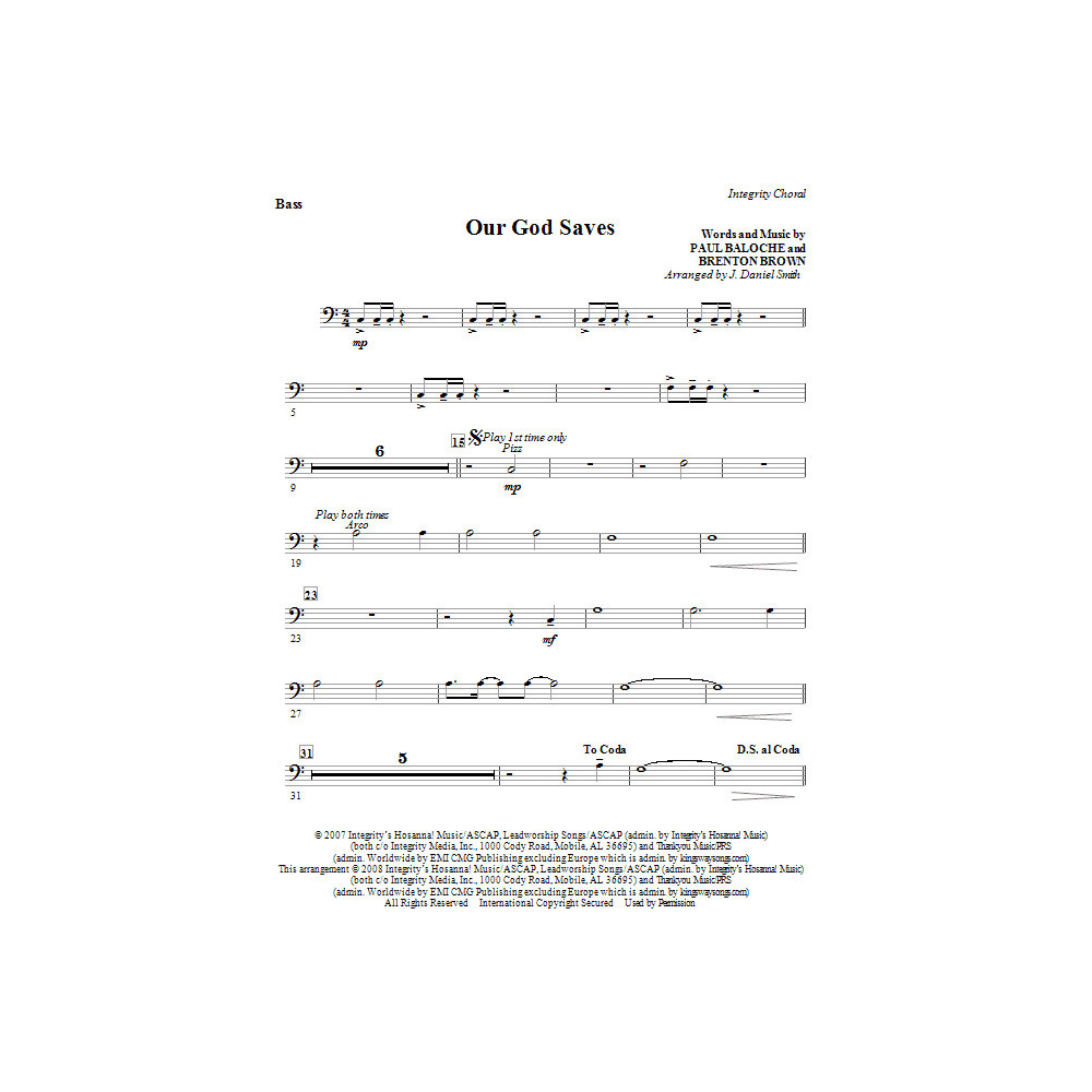Our God Saves - String Bass