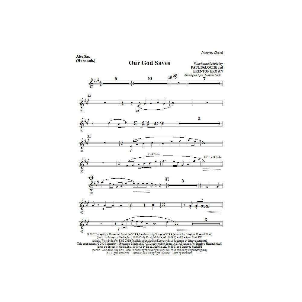 Our God Saves - Alto Sax 1 & 2 (Sub. Horn)
