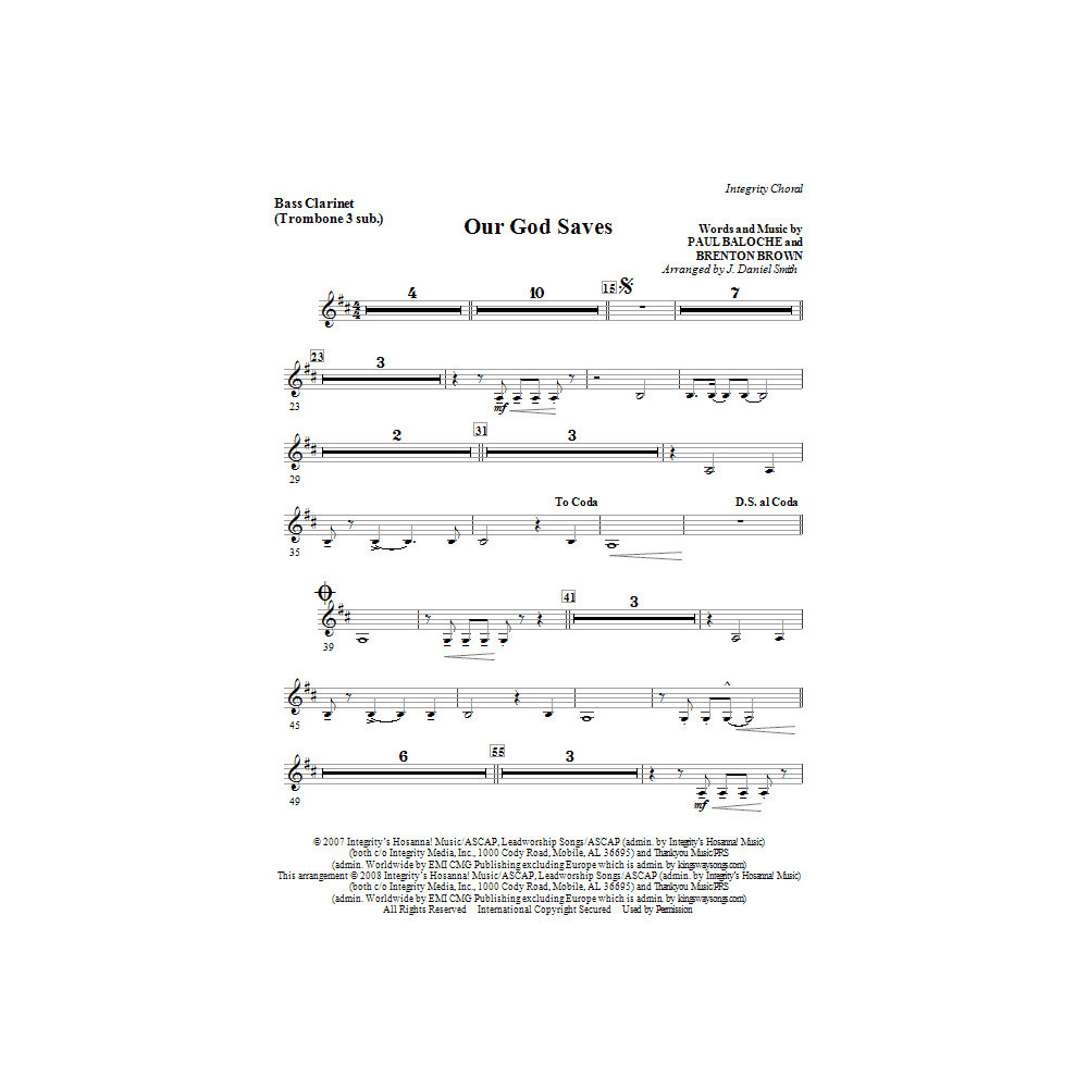 Our God Saves - Bass Clarinet (sub. Tbn 3)
